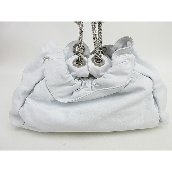 Christian Dior Letranto Chain Shoulder Bag Leather White - Picture 2 of 10